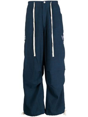 Pleasures Visitor logo-embroidered cargo trousers - Blue