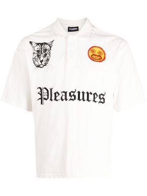 Pleasures Wyatt logo-embroidered polo shirt - White