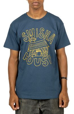 PLEASURES x Swisha House Trademark Graphic T-Shirt in Harbor Blue