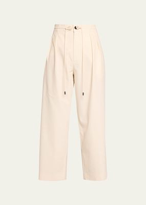 Pleat Front Drawstring Trousers