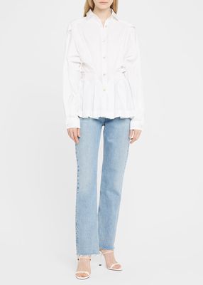 Pleated Button-Front Precision Shirt
