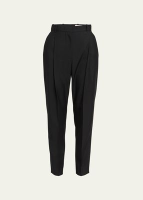 Pleated Crop Wool Trousers