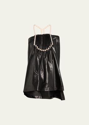 Pleated Faux Leather Top