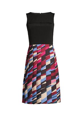 Pleated Geometric Cut-Out Dress