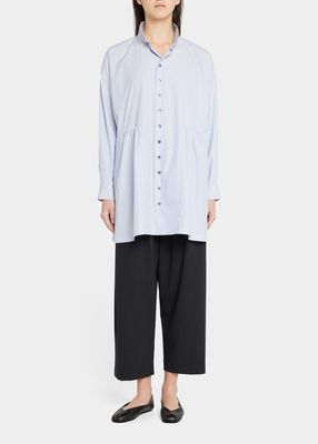 Pleated Layer Button-Front Shirt