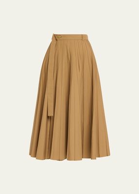 Pleated Midi Skirt with Belt