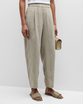 Pleated Organic Linen Ankle Pants