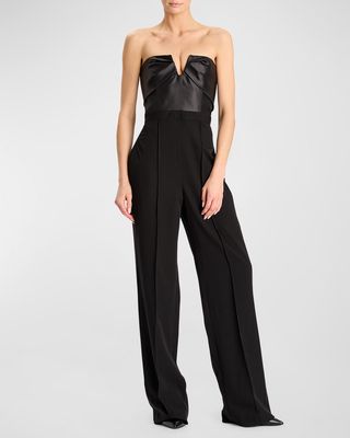 Pleated Strapless Bustier Jumpsuit
