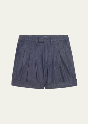 Pleated Wide-Cuff Shorts