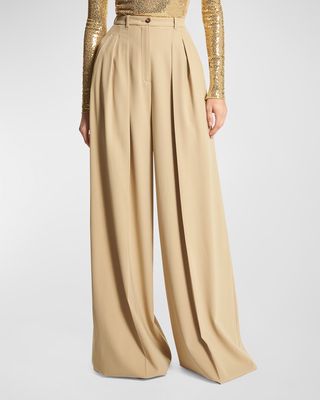 Pleated Wide-Leg Slouch Trousers