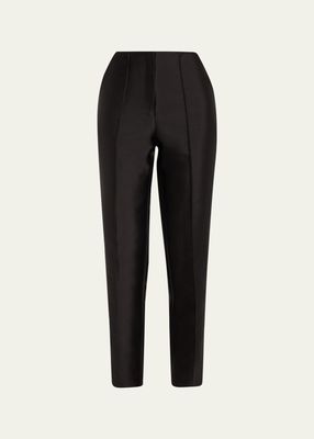 Pleated Wool-Blend Cigarette Trousers