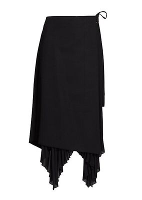 Pleated Wool-Blend Midi-Skirt