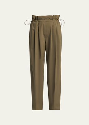 Pleated Wool Drawcord Trousers