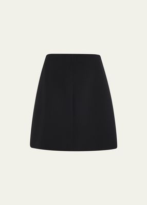 Pleated Wool-Silk Mini Skirt