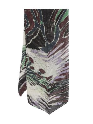 Pleats Please Issey Miyake abstract-print plissé scarf - Neutrals