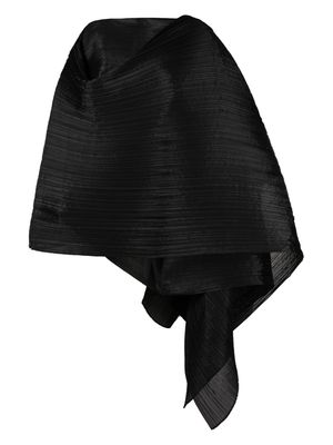 Pleats Please Issey Miyake asymmetric plissé cape - Black