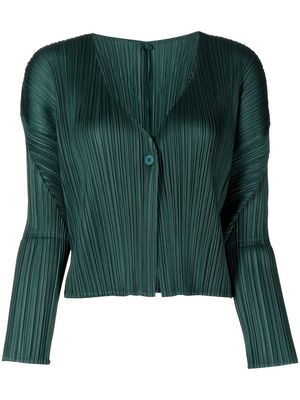 Pleats Please Issey Miyake Basics pleated cropped jacket - Green