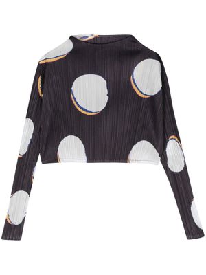 Pleats Please Issey Miyake Bean Dots pleated cropped top - Purple
