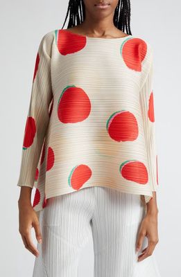 Pleats Please Issey Miyake Bean Dots Pleated Top in Red