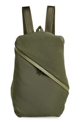 Pleats Please Issey Miyake Bias Pleated Backpack in Steel Green