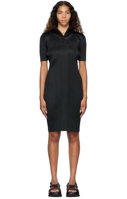 Pleats Please Issey Miyake Black Monthly Colors July Midi Dress