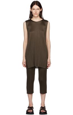 Pleats Please Issey Miyake Brown Monthly Colors June Minidress