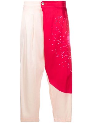 Pleats Please Issey Miyake colour-block cropped trousers - Pink