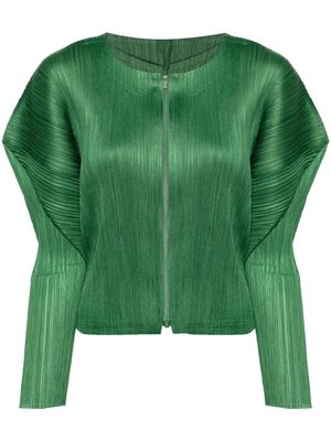 Pleats Please Issey Miyake February pinched-shoulder pleated jacket - Green