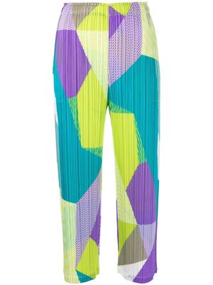 Pleats Please Issey Miyake fully-pleated cropped trousers - Yellow