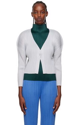 Pleats Please Issey Miyake Gray Monthly Colors August Cardigan