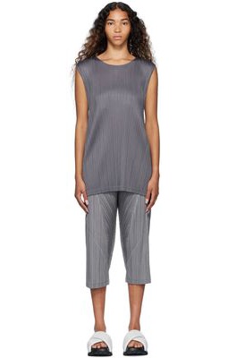 Pleats Please Issey Miyake Gray Monthly Colors July Minidress