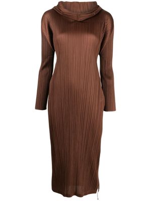 Pleats Please Issey Miyake high-neck pleated dress - Brown