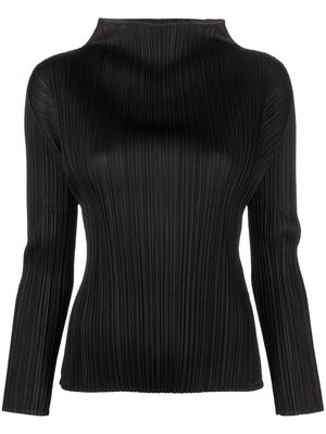 Pleats Please Issey Miyake high-neck pleated top - Black