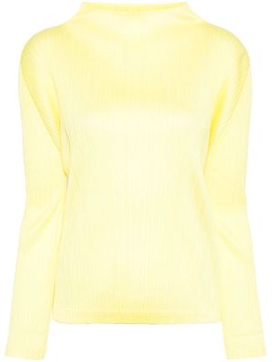 Pleats Please Issey Miyake high-neck plissé top - Yellow