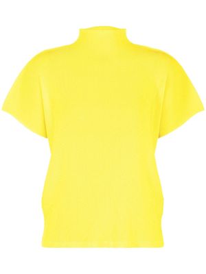 Pleats Please Issey Miyake high-neck ribbed-knit T-shirt - Yellow