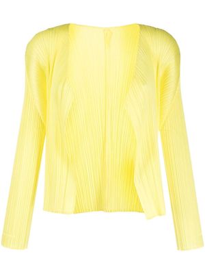 Pleats Please Issey Miyake May plissé open-front cardigan - Yellow