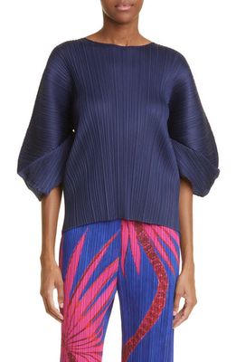 Pleats Please Issey Miyake Monthly Colors August Pleated Top in Dark Navy