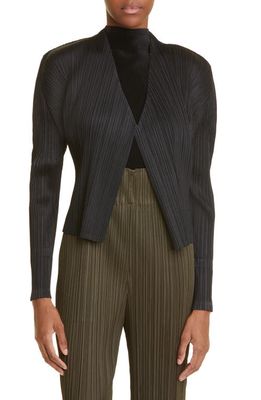Pleats Please Issey Miyake Monthly Colors December Pleated Cardigan in Black