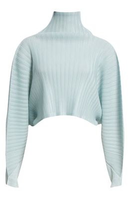 Pleats Please Issey Miyake Monthly Colors December Pleated Crop Top in Ice Blue