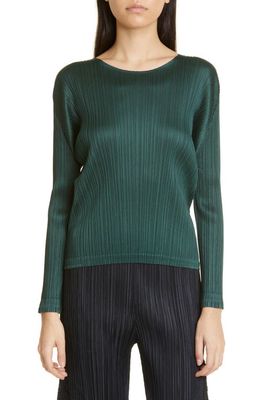 Pleats Please Issey Miyake Monthly Colors January Pleated Top in Dark Green