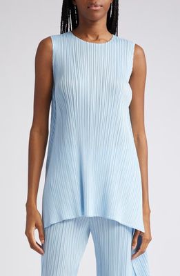Pleats Please Issey Miyake Monthly Colors June Pleated Sleeveless Top in Pale Blue