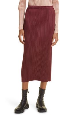 Pleats Please Issey Miyake Monthly Colors October Pleated Midi Skirt in Brown