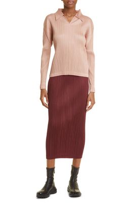 Pleats Please Issey Miyake Monthly Colors October Pleated Top in Beige
