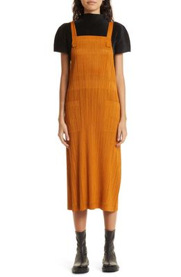 Pleats Please Issey Miyake Monthly Colors Pleated Tank Dress in Light Brown