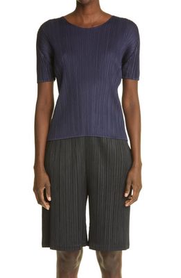 Pleats Please Issey Miyake New Colorful Basics 3 Pleated Top in Navy