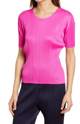 Pleats Please Issey Miyake New Colorful Basics 3 Pleated Top in Pink