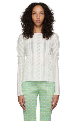 Pleats Please Issey Miyake Off-White Nylon & Polyester Sweater