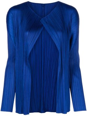 Pleats Please Issey Miyake open-front plissé-effect cardigan - Blue