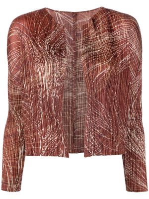Pleats Please Issey Miyake pleated abstract-pattern jacket - Brown