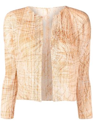 Pleats Please Issey Miyake pleated abstract-pattern jacket - Neutrals